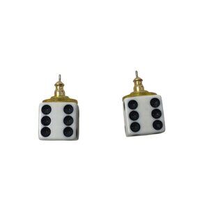 Women's Black and White Cube Dice Stud Earrings